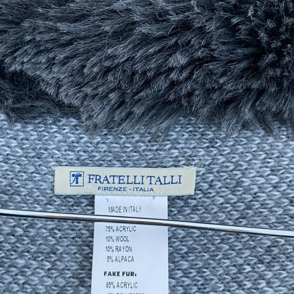 Fratelli Talli Italian-Made Poncho w/ Fake Fur Ruff - Picture 5 of 5